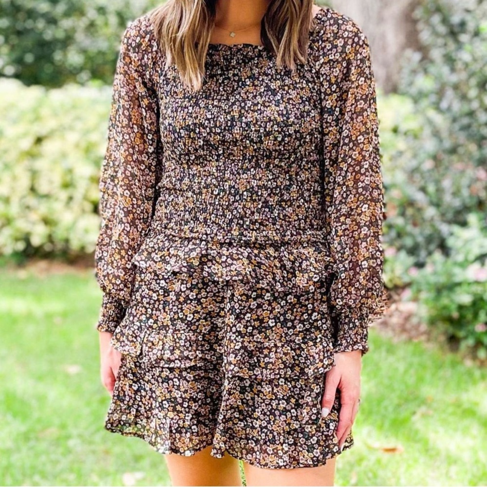 Sadie & Sage Multicolor Floral Long Sleeve Dress